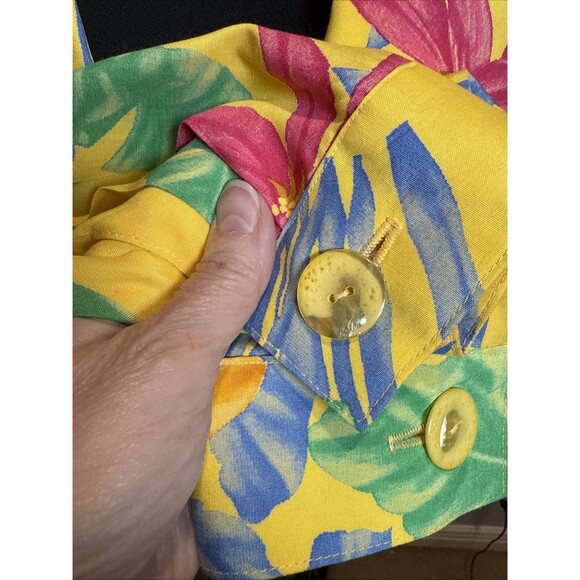 HW Yellow Floral Vest Size 12 with Jacket Size 4 Vintage Tropical Vacation - Picture 10 of 16